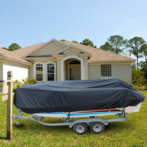 Solid Spare 11-13FT Heavy Duty Trailerable Boat Cover Waterproof Fish Ski V-Hull Runabout US