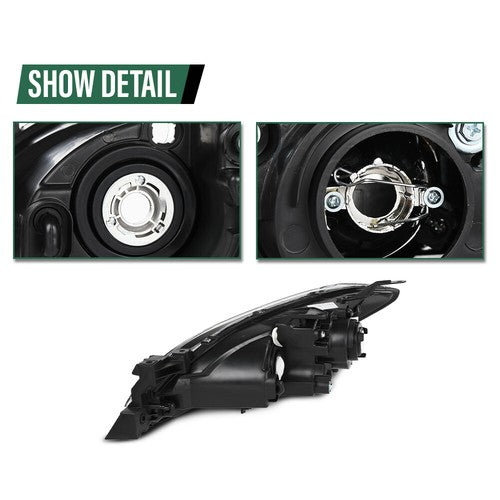 Solid Spare Fit For 2004-2009 Mazda 3 4-Door Sedan Clear Black Halogen Projector Headlights