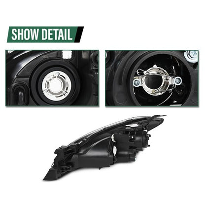 Solid Spare Fit For 2004-2009 Mazda 3 4-Door Sedan Clear Black Halogen Projector Headlights