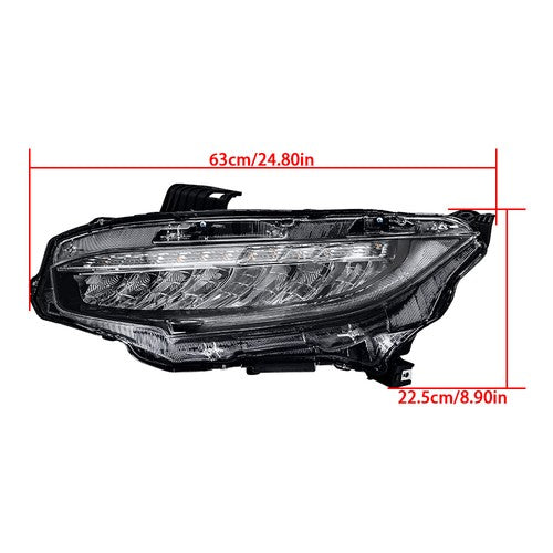 Solid Spare For Honda Civic 2016-2019 LED Headlight Headlamp Clear Housing Driver/Left Side