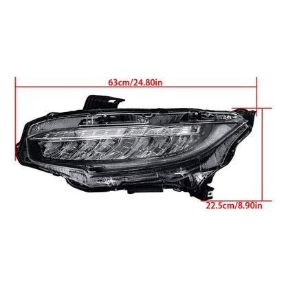 Solid Spare For Honda Civic 2016-2019 LED Headlight Headlamp Clear Housing Driver/Left Side