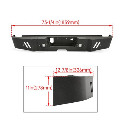 Solid Spare Fits 2015-2019 GMC Sierra 2500HD/3500HD Black Steel Rear Bumper with LED lights