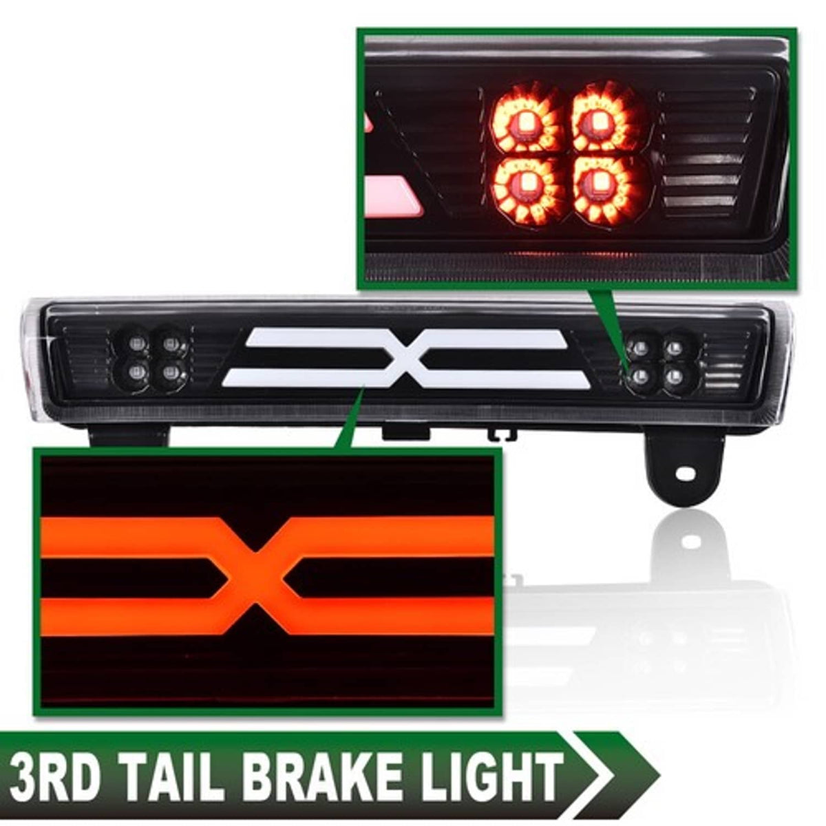 Solid Spare Fit For 2000-2006 Suburban Tahoe Yukon Black LED Third Brake Light Cargo Lamp
