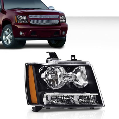 Solid Spare Fit For 2007-2014 Chevy Tahoe Suburban 1500 Black Headlight Headlamp Right Side