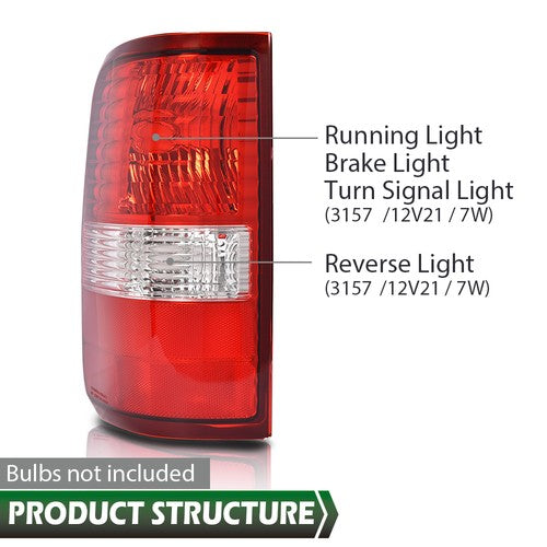 Solid Spare Tail Lights Fit For 2004 2005-2008 Ford F150 F-150 Rear Brake Lamps Left+Right