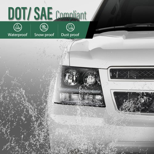 Solid Spare Smoke/Black LED DRL Headlights Fit For 07-14 Chevy Avalanche Tahoe Suburban