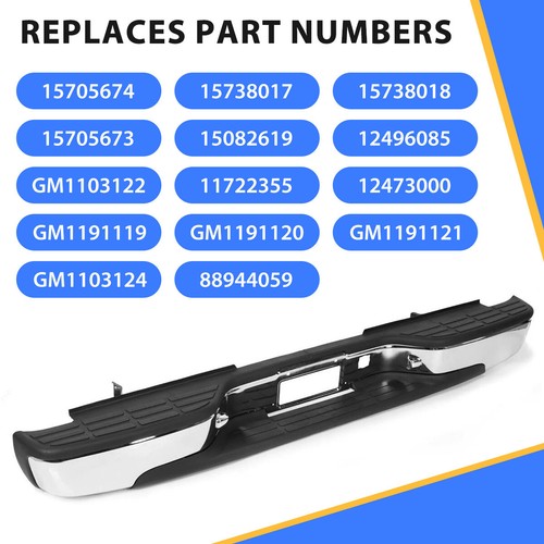 Solid Spare Complete Chrome Rear Bumper for 1999-2007 Chevy Silverado GMC Sierra 1500 2500