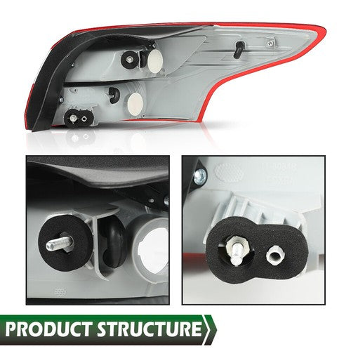 Solid Spare Rear Outer Tail Light Brake Lamp Assembly Fit For 2012-2014 Ford Focus Left Side