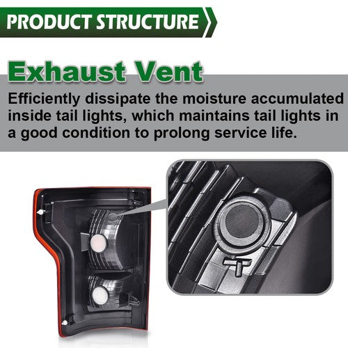 Solid Spare Tail Lights Fit For 2015 2016 2017 Ford F-150 Pickup Rear Lamps Left & Right