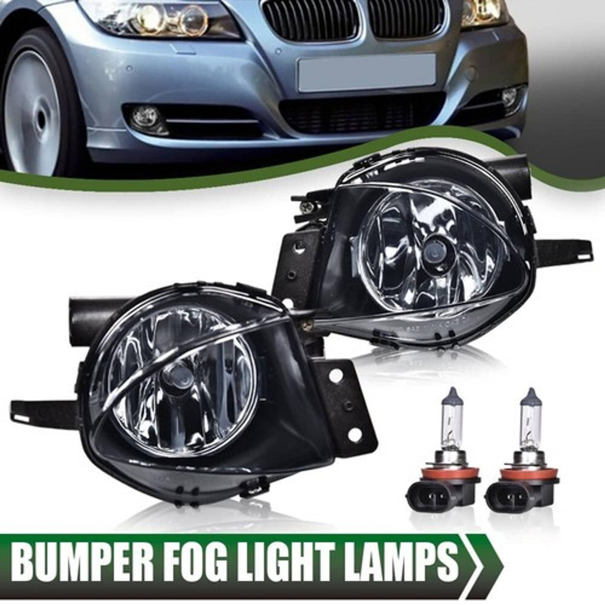 Solid Spare Fit For 06-08 BMW E90 328i 328xi 335i 325i 325x Clear Bumper Fog Lights Lamps