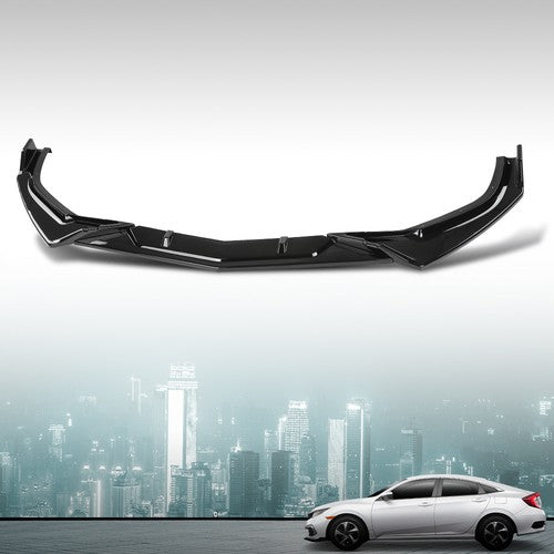 Solid Spare Fit For 16-2021 Honda Civic EX LX Sport Sedan Front Bumper Lip Spoiler Kit Black