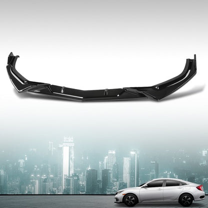 Solid Spare Fit For 16-2021 Honda Civic EX LX Sport Sedan Front Bumper Lip Spoiler Kit Black