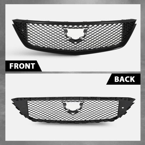 Solid Spare Front Bumper Hood Mesh Grille Grill Black Fit For 2020-2024 Cadillac CT5
