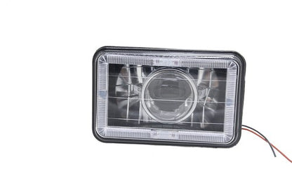 4PCS 4X6" Red LED Halo Headlight Projector Headlamp Sealed Beam H4 Diamond Cut
