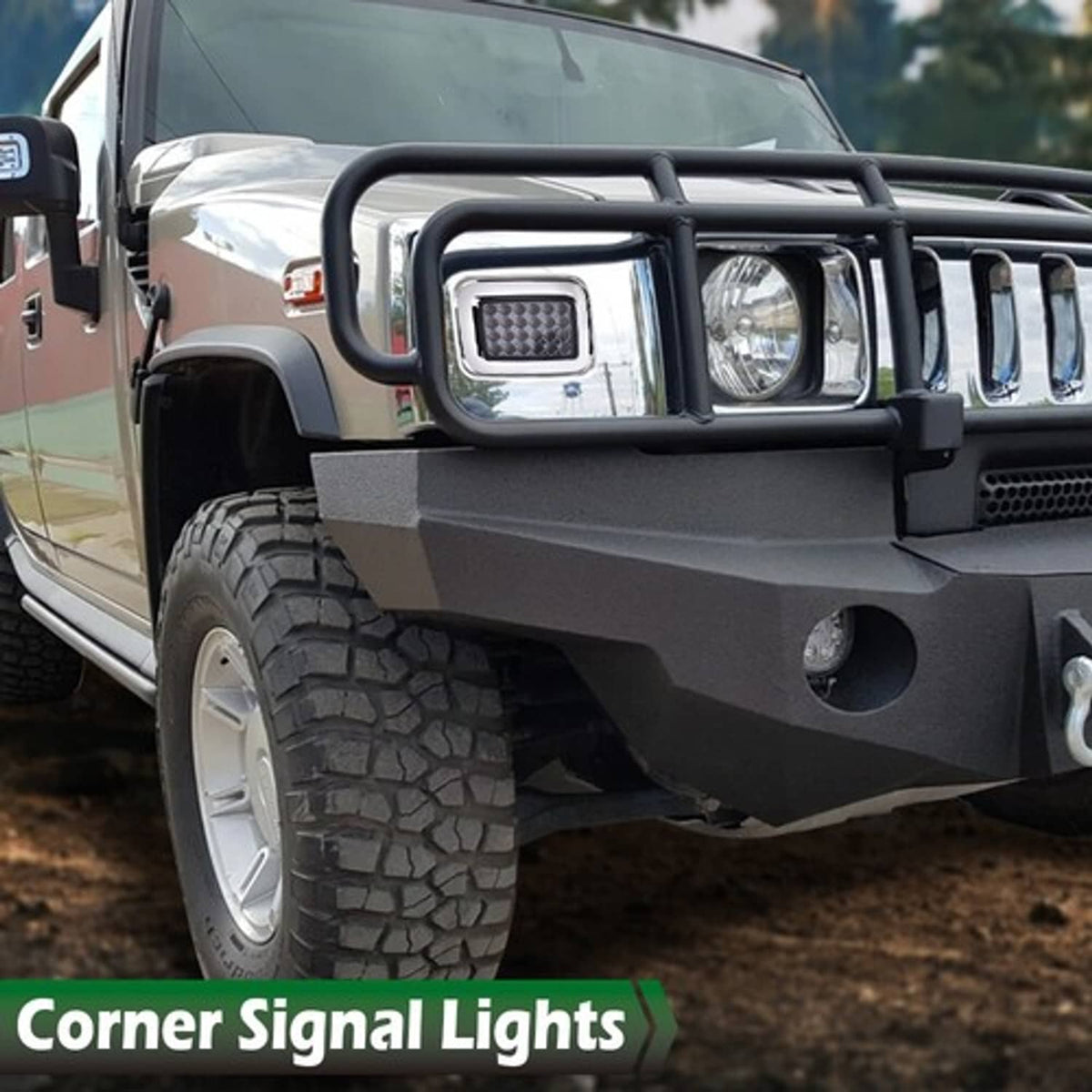 Solid Spare Fit For 03-09 Hummer H2 Smoke Lens LED Front Turn Signal Light Parking Lamp