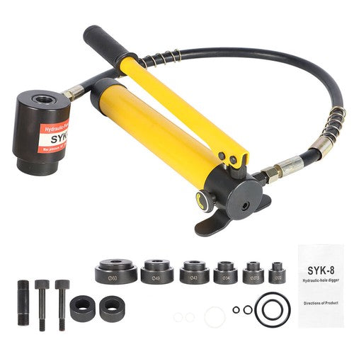 Solid Spare 10 Ton 1/2" to 2" Hydraulic Knockout Punch Driver Tool With 6 Dies Kit