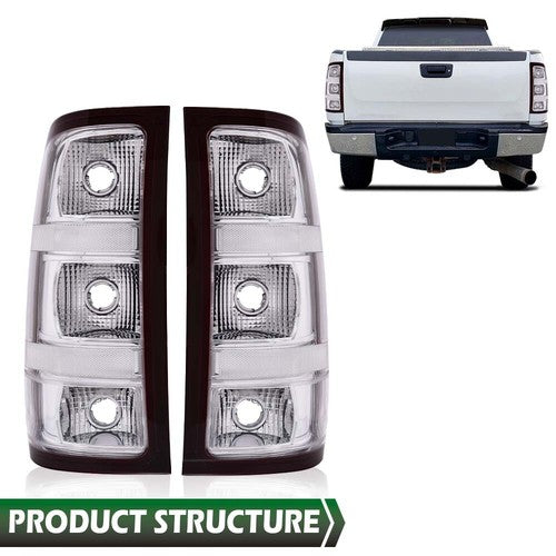 Solid Spare Fit For 07-13 GMC Sierra 1500 2500 3500HD Rear Tail Lights Brake Lamps Chrome