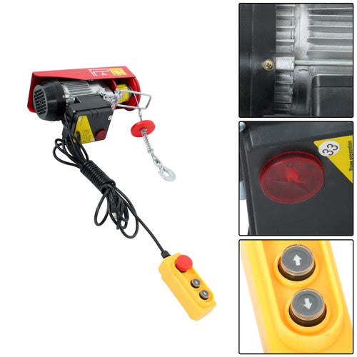 Solid Spare 440lbs Mini Electric Hoist 14ft Wired+328ft Wireless Remote Control 110V 510W