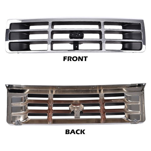 Solid Spare Fit For 1992-1996 Ford F150 F250 F350 Bronco Grille Headlight Bezel Kit Chrome