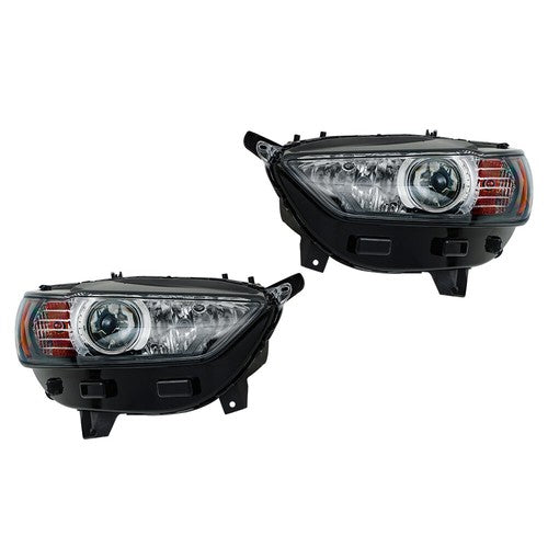 Solid Spare Clear Lens Headlights Replacement Halogen Black For Ford Fusion 2013-2016 LH+RH
