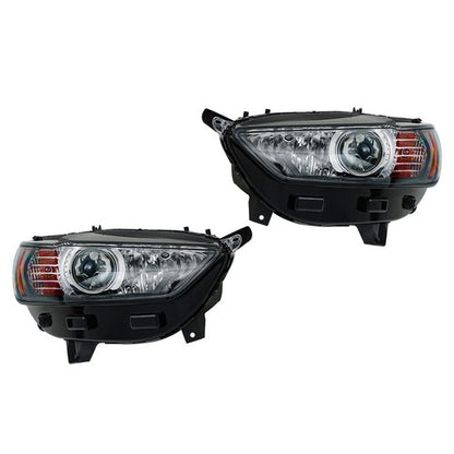 Solid Spare Clear Lens Headlights Replacement Halogen Black For Ford Fusion 2013-2016 LH+RH