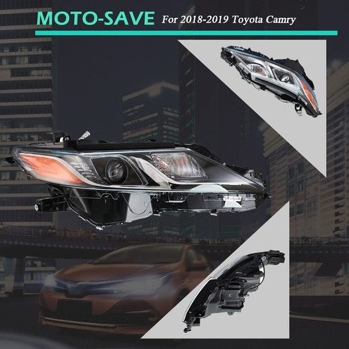 Solid Spare Black Housing Headlight Lamp Passenger RH Side For Toyota Camry L/Le/Se 2018-19