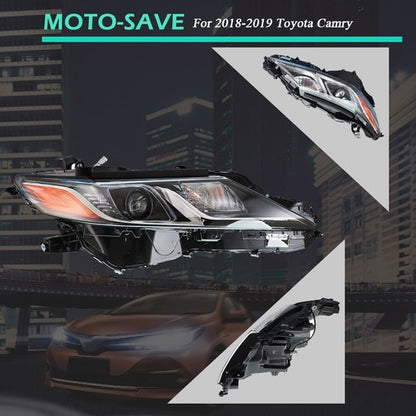Solid Spare Black Housing Headlight Lamp Passenger RH Side For Toyota Camry L/Le/Se 2018-19