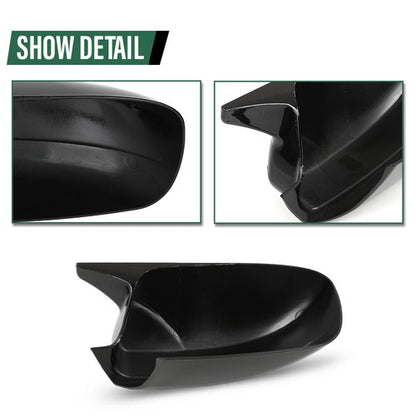 Solid Spare Fit For 2015-2023 Dodge Charger SRT Black Horn Side Wing Mirror Cover Cap Trim
