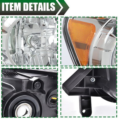 Solid Spare For 2007-2013 Toyota Tundra 2008-2017 Sequoia Chrome Headlights Assembly LH+RH