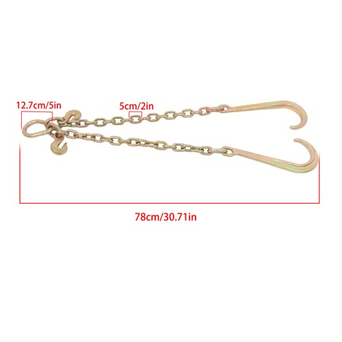 Solid Spare Working Load 7100lbs Double Limb Hook Chain 3/8in*2ft G80 Chain 15IN J Hooks