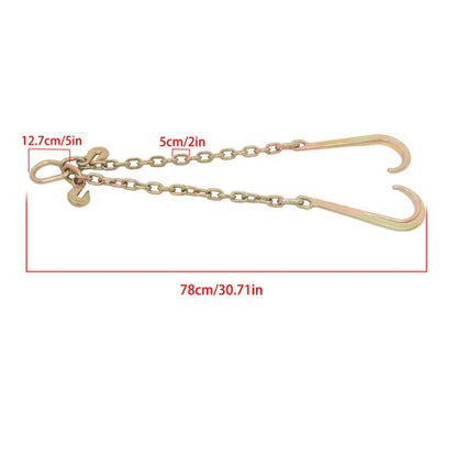 Solid Spare Working Load 7100lbs Double Limb Hook Chain 3/8in*2ft G80 Chain 15IN J Hooks