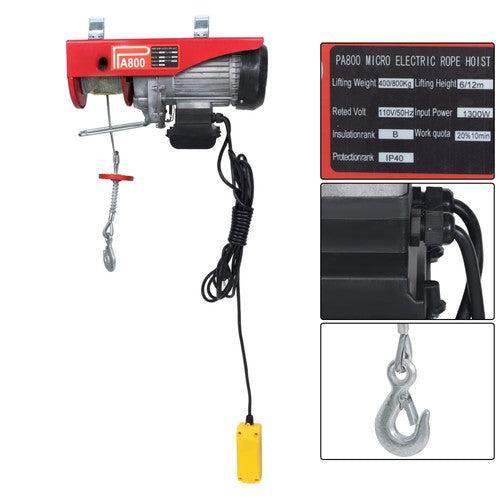 Solid Spare 1760lbs Wired Remote Control Winch Overhead Crane Electric Wire Hoist