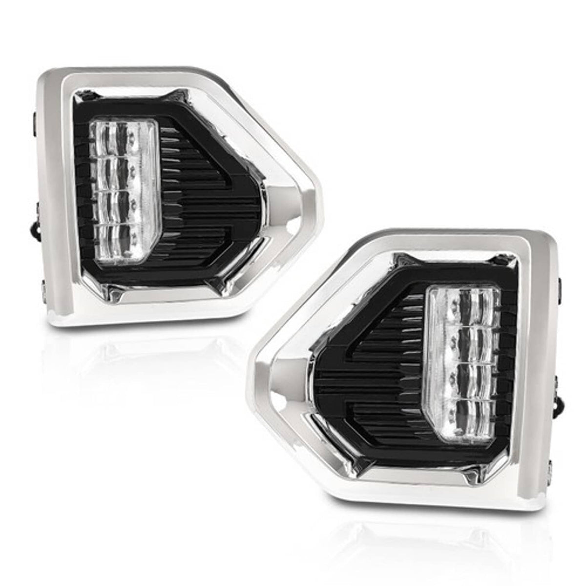 Solid Spare Fit For 2019-2022 GMC Sierra 1500 Denali LED Fog Lights Lamps W/ Chrome Bezel