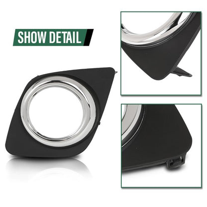 Solid Spare Fit For 2009-2012 Toyota RAV4 Front Bumper Fog Light Bezel Lamp Trim Left+Right