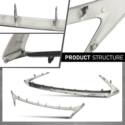 Solid Spare 2pcs Front Grille Outer Trim Molding Gloss Black Fit For 2014-2017 Lexus CT200H