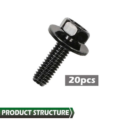 Solid Spare Fit For Honda Body Bolts- M6-1.0 x 20mm Long- 10mm Hex- 17mm Washer- 20pcs
