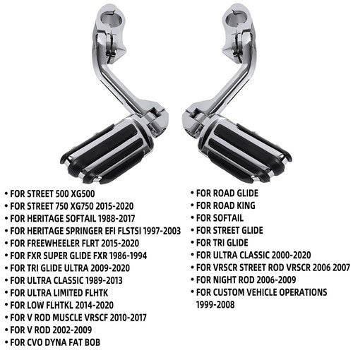Solid Spare Long Highway Foot Pegs Fit For Harley Touring Road King Street Glide 1-1/4" Bars
