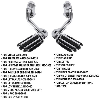 Solid Spare Long Highway Foot Pegs Fit For Harley Touring Road King Street Glide 1-1/4" Bars