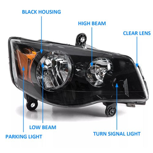Solid Spare For 2008-2016 Chrysler Town & Country 11-20 Dodge Grand Caravan Headlight Right