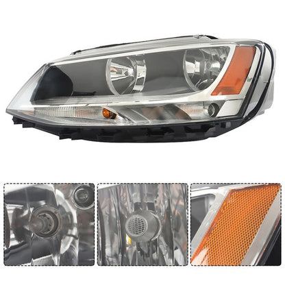 Solid Spare Halogen Clear Lens Headlight Assembly For Volkswagen Jetta 2011-2018 Left Side