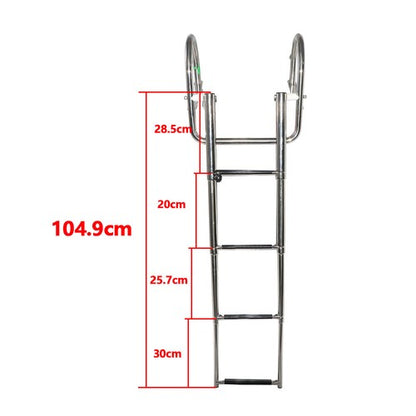 Solid Spare 1PC 4 Step Stainless Steel Telescoping Boat Ladder with Pedal & Hand Railing