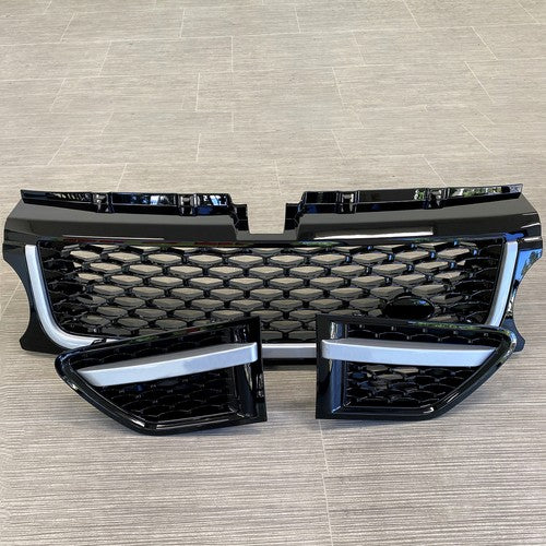 Solid Spare For 2010-2013 LAND ROVER RANGE SPORT FRONT HOOD BLACK GRILLE W/ SIDE FENDER VENT