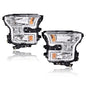 Solid Spare Chrome Headlights Amber Corner Headlamp For 2015-2017 Ford F150 F-150 Left+Right