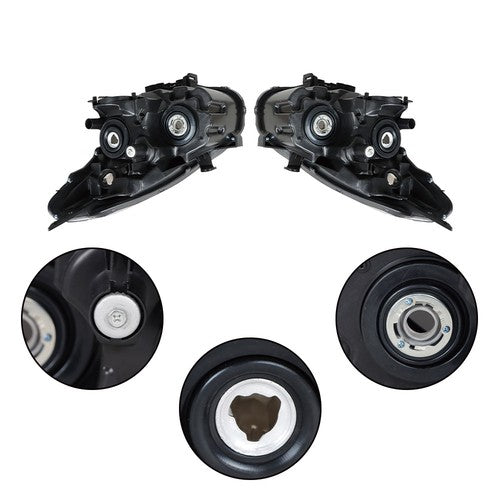 Solid Spare Right+Left Side Headlights For Nissan Rogue 2008-2013 Halogen Projector Black