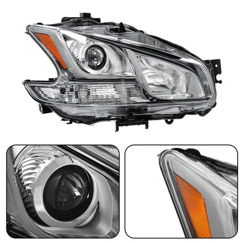 Solid Spare For Nissan Maxima 2009-2014 Chrome Halogen RH+LH Headlights Assembly Projector