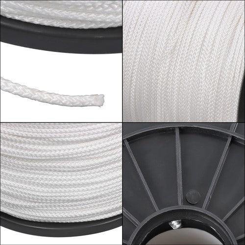 Solid Spare 1/8" x 1000' Hollow Braid Polypro Rope Tensile Strength 350 Pounds White