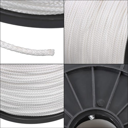Solid Spare 1/8" x 1000' Hollow Braid Polypro Rope Tensile Strength 350 Pounds White
