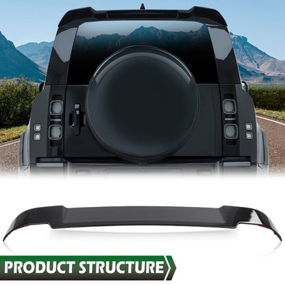 Solid Spare Fit For 20-23 Land Rover Defender 90 / 110 Rear Roof Spoiler Wing Glossy Black