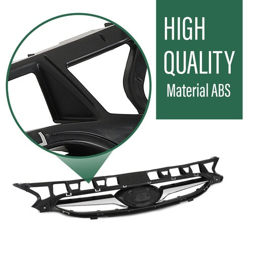 Solid Spare Fit For 2012-2014 Hyundai Accent Front Bumper Upper Grille Grill w/ Chrome Trim