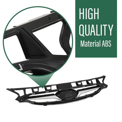 Solid Spare Fit For 2012-2014 Hyundai Accent Front Bumper Upper Grille Grill w/ Chrome Trim